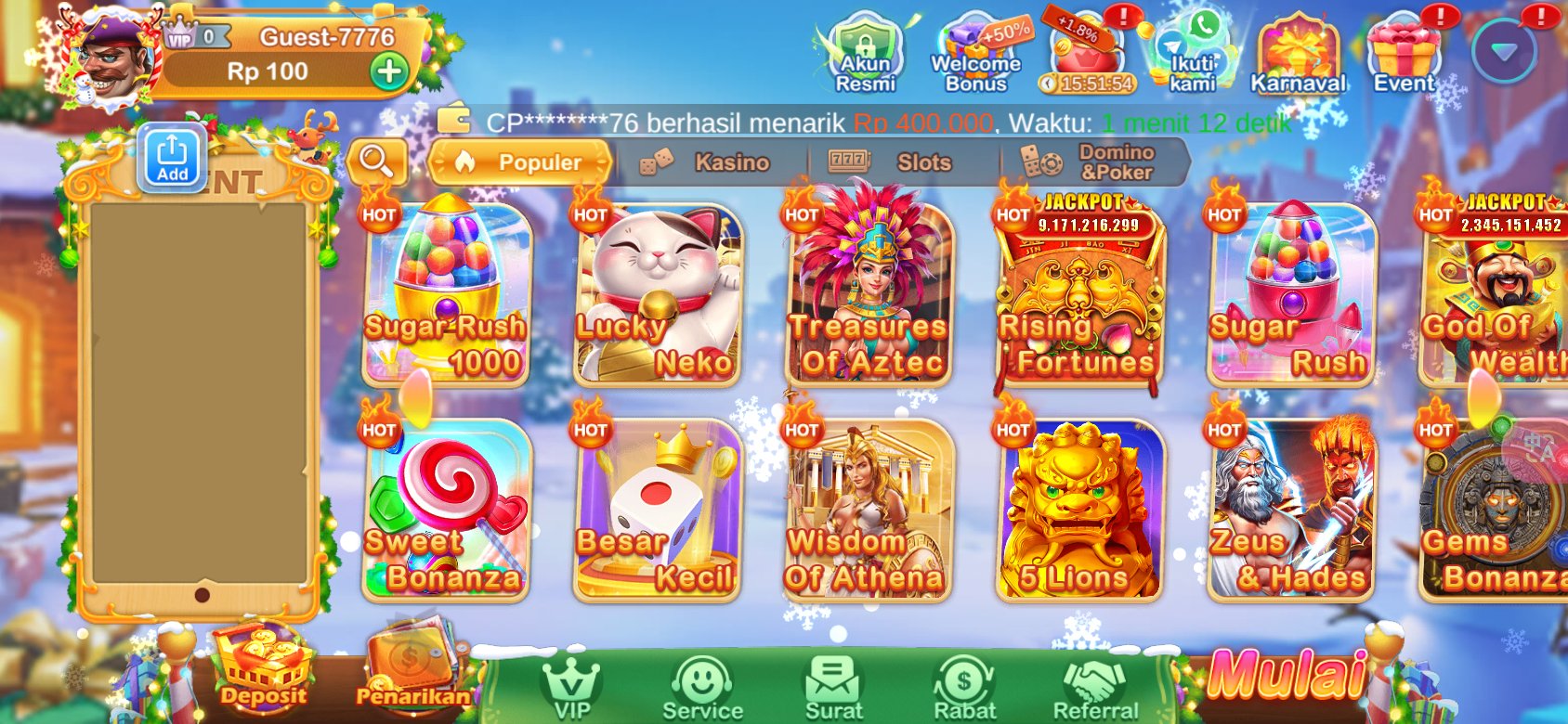 Pilihan permainan slot dengan jackpot besar di 8728, seperti Sugar Rush dan Zeus & Hades.